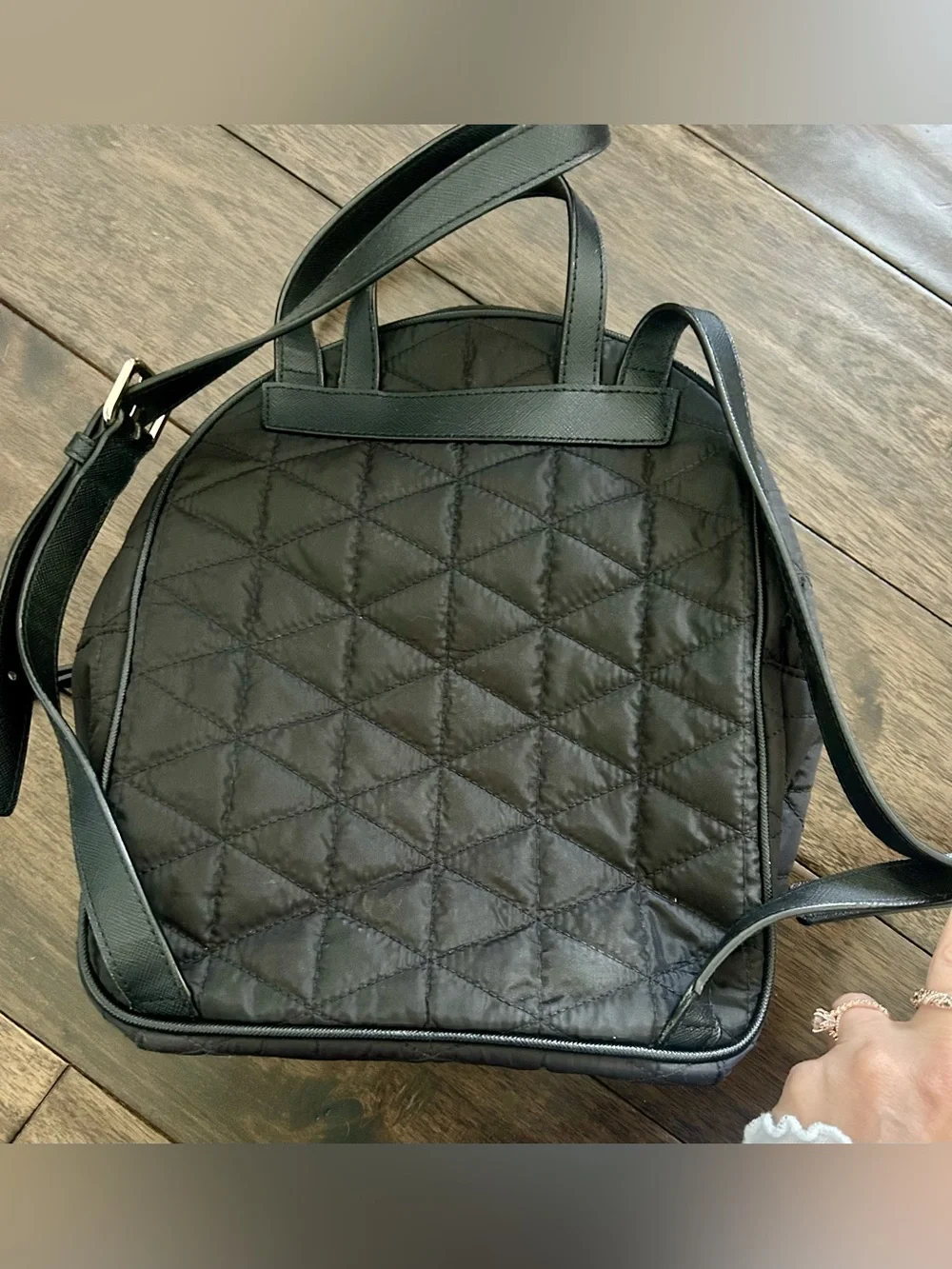 Kate Spade New York Black Quilted Nylon Mini Backpack Gold Hardware